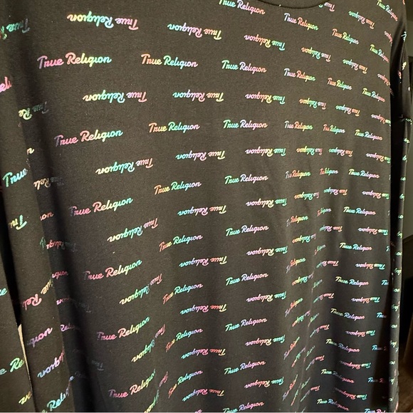 True Religion Brushed Jersey Logo Long Sleeve Top Medium New - Picture 4 of 9